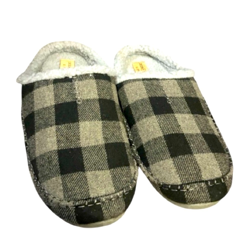 Deer Stags Slippers Gray Black Checks 11.5 NEW